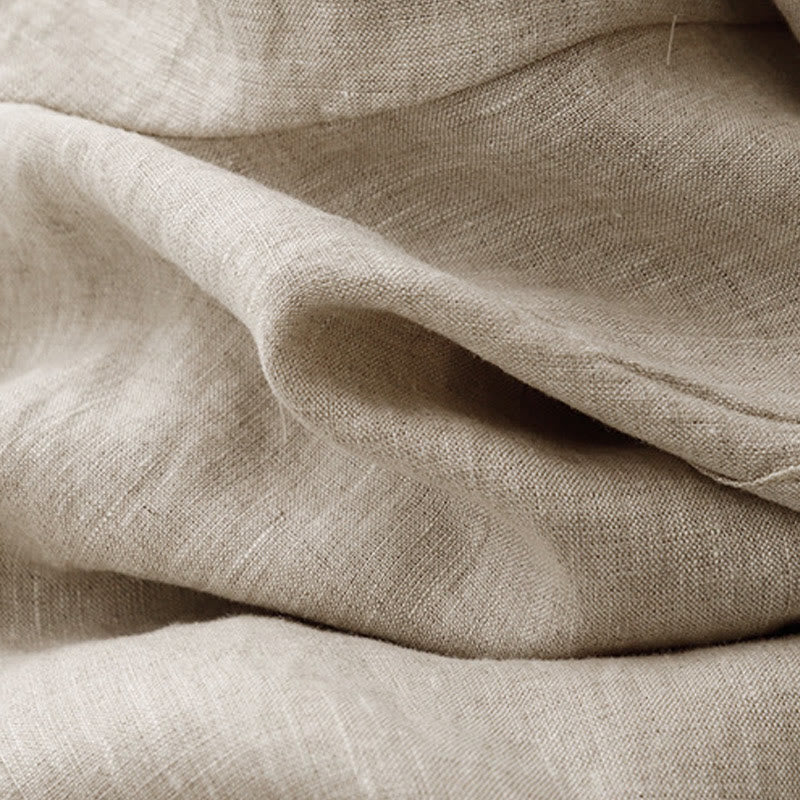 Pantalones de lino y algodón con cintura alta y bolsillos para mujer, con botones de rana y encaje de Buddha Stones Summer - image 6