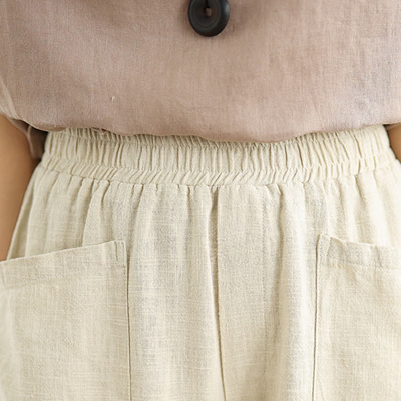 Pantalones Buddha Stones de lino y algodón para mujer, informales, de uso diario, con diseño sencillo y liso, con bolsillos - image 6