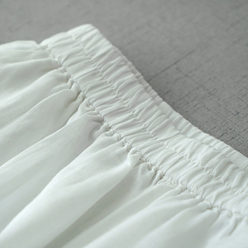 Pantalones casuales de pierna ancha con abertura de ramio, lisos y bolsillos, de Buddha Stones, para mujer, de largo 7-8 - image 13