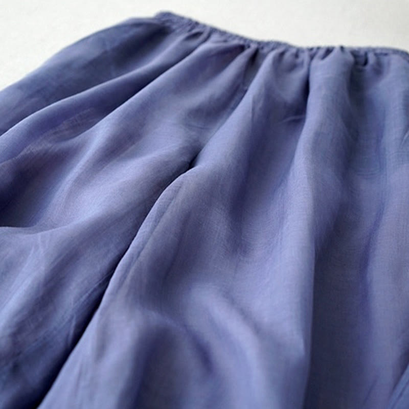 Pantalones casuales de pierna ancha con abertura de ramio, lisos y bolsillos, de Buddha Stones, para mujer, de largo 7-8 - image 2