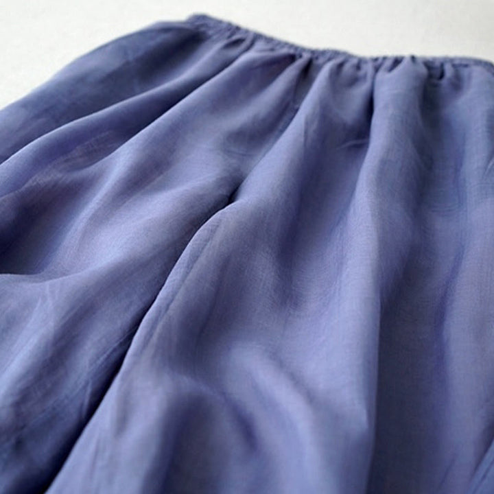 Pantalones casuales de pierna ancha con abertura de ramio, lisos y bolsillos, de Buddha Stones, para mujer, de largo 7-8 - image 2