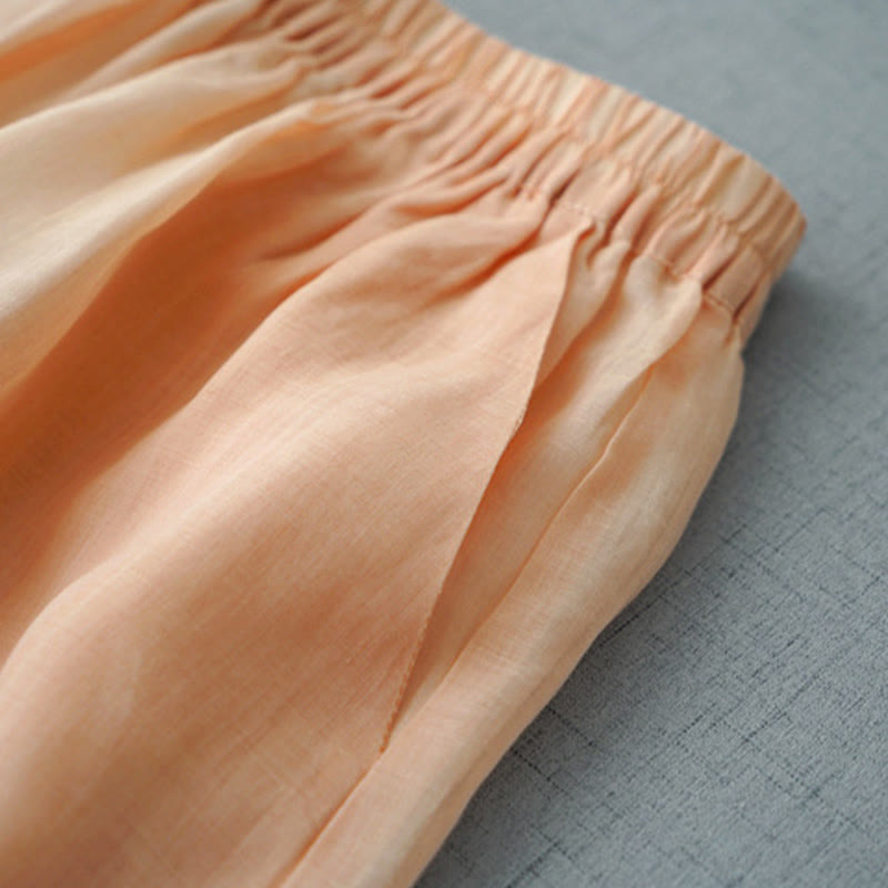 Pantalones casuales de pierna ancha con abertura de ramio, lisos y bolsillos, de Buddha Stones, para mujer, de largo 7-8