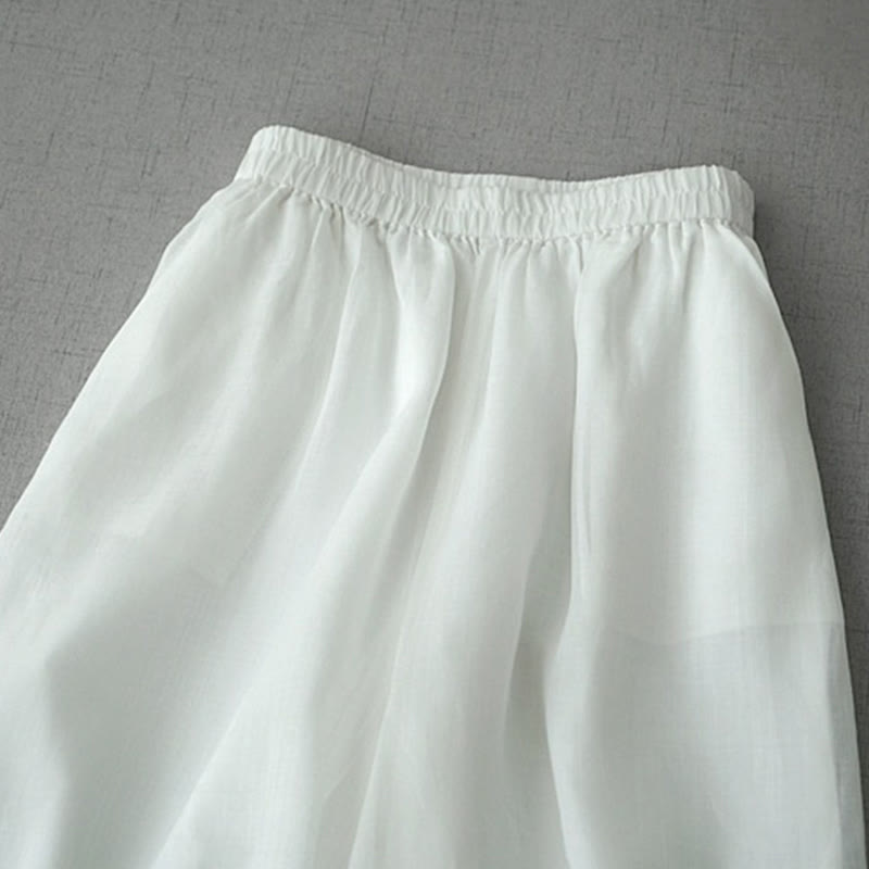 Pantalones casuales de pierna ancha con abertura de ramio, lisos y bolsillos, de Buddha Stones, para mujer, de largo 7-8
