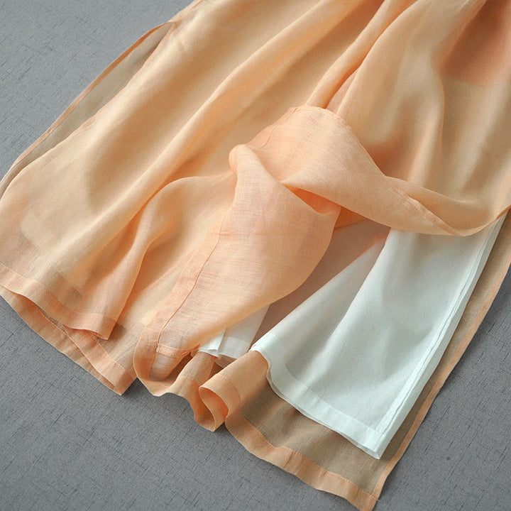 Pantalones casuales de pierna ancha con abertura de ramio, lisos y bolsillos, de Buddha Stones, para mujer, de largo 7-8 - image 10