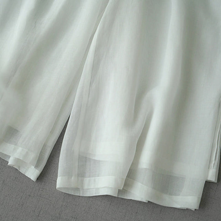 Pantalones casuales de pierna ancha con abertura de ramio, lisos y bolsillos, de Buddha Stones, para mujer, de largo 7-8 - image 14