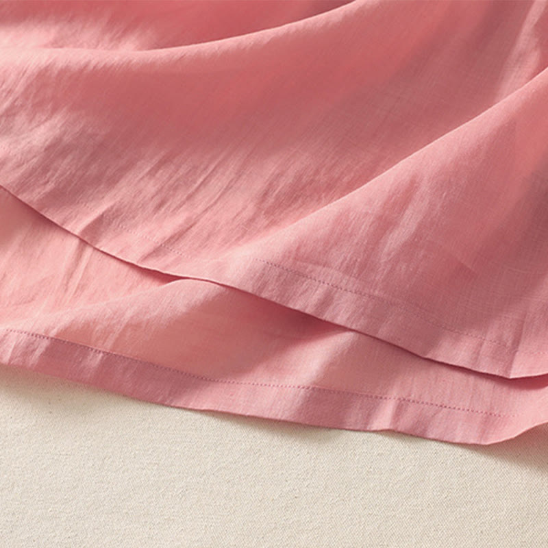 Vestido midi de lino y algodón con pliegues, de verano, de manga corta y con cordones, para mujer, con bolsillos, de Buddha Stones - image 8