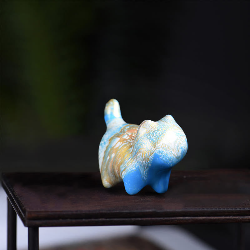 Mini gato encantador de Buddha Stones , madera de ébano, lacado, artesanía, decoración de paz - Azul (color azul aleatorio) - image 7