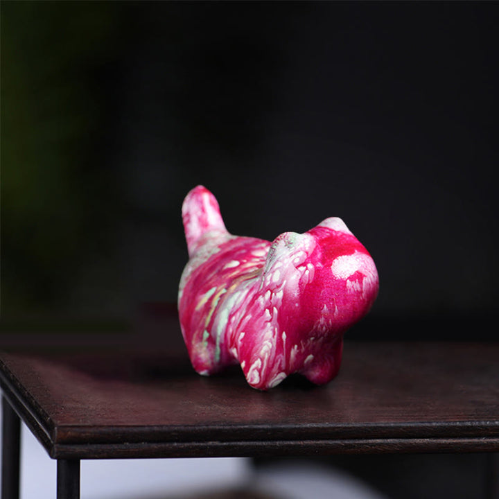 Mini gato encantador de Buddha Stones , madera de ébano, lacado, artesanía, decoración de paz - Rojo (color rojo aleatorio) - image 2