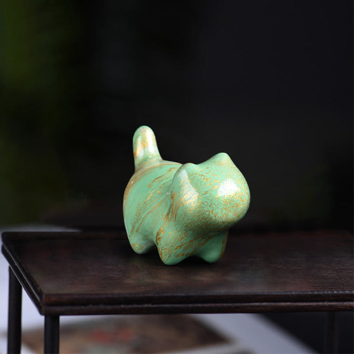Mini gato encantador de Buddha Stones , madera de ébano, lacado, artesanía, decoración de paz - Verde (color verde aleatorio) - image 9