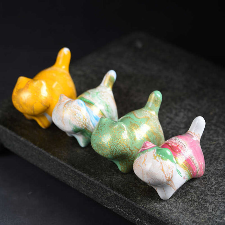 Mini gato encantador de Buddha Stones , madera de ébano, lacado, artesanía, decoración de paz - image 1
