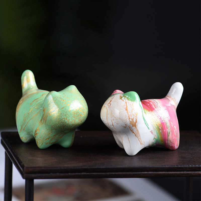 Mini gato encantador de Buddha Stones , madera de ébano, lacado, artesanía, decoración de paz - image 0