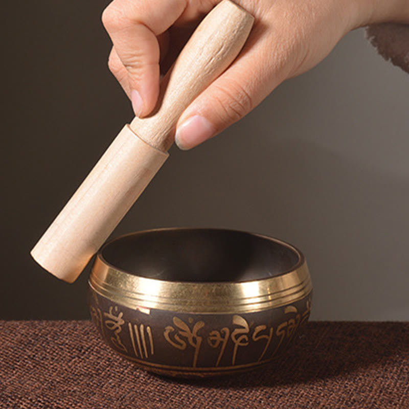 Buddha Stones Juego de cuencos tibetanos hechos a mano con diseño de ojos de Buda y escritura sagrada para sanación y meditación. - image 7