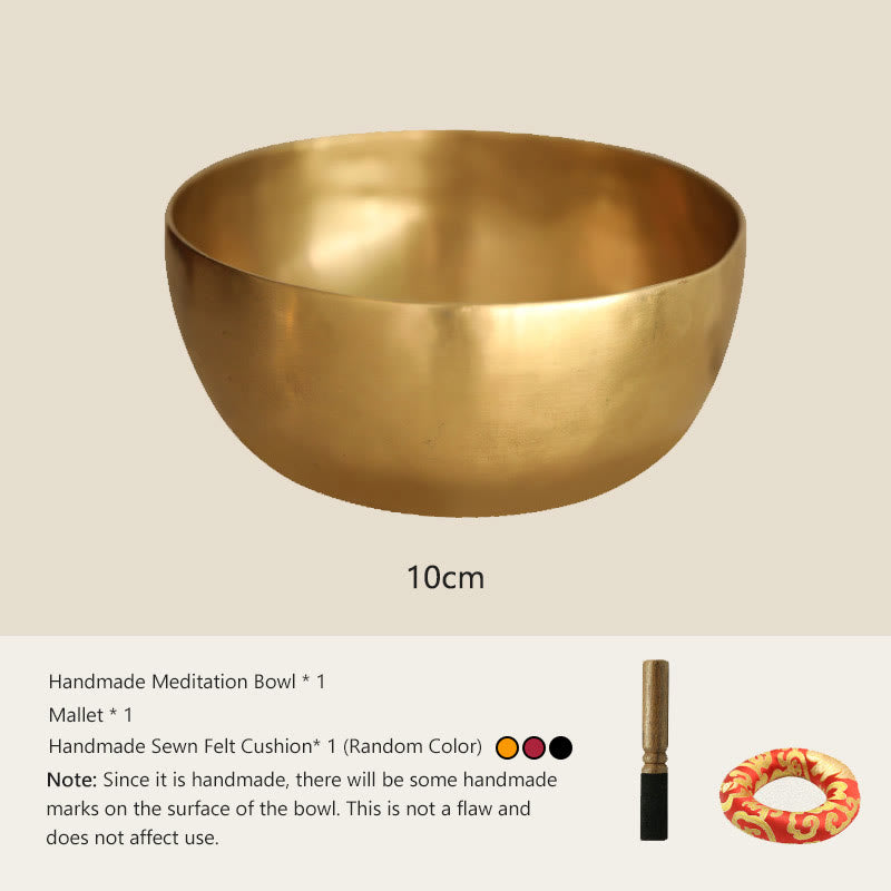 Buddha Stones Cuenco de canto dorado hecho a mano en Nepal. Diseño sencillo para sanación y meditación. Juego de cuencos de sonido. - 3,94 pulgadas (10 CM) - image 1