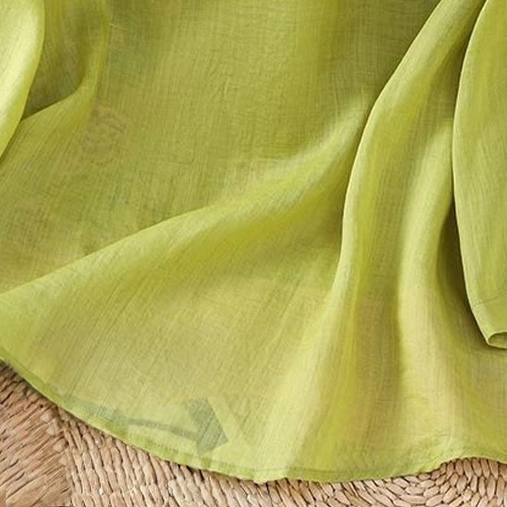 Camisa de lino y algodón para mujer, manga tres cuartos, estilo Buddha Stones de verano, con bordado de flores y botones de rana a juego. - image 16