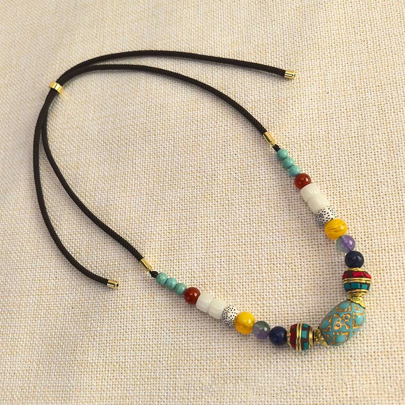 Collar con colgante de equilibrio de cuentas turquesas tibetanas hechas a mano con Buddha Stones - image 3