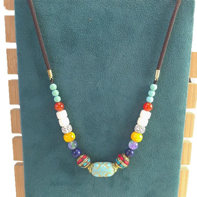 Collar con colgante de equilibrio de cuentas turquesas tibetanas hechas a mano con Buddha Stones - image 7