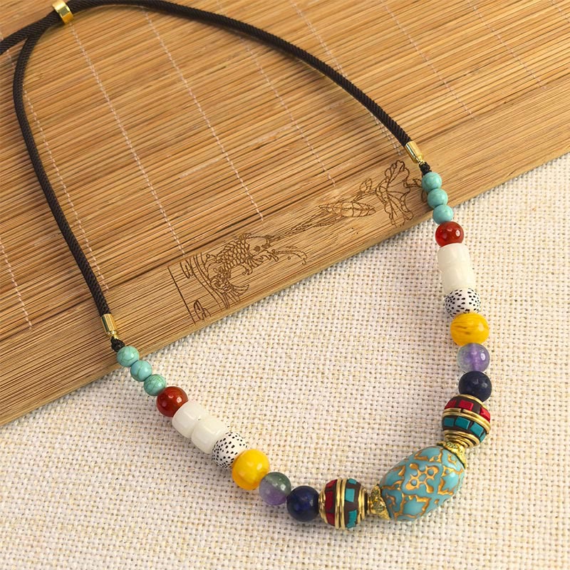 Collar con colgante de equilibrio de cuentas turquesas tibetanas hechas a mano con Buddha Stones - image 6