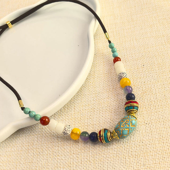 Collar con colgante de equilibrio de cuentas turquesas tibetanas hechas a mano con Buddha Stones - image 2
