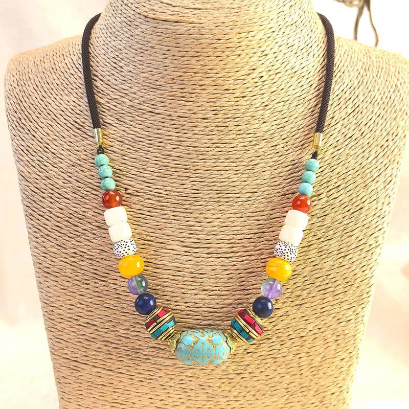 Collar con colgante de equilibrio de cuentas turquesas tibetanas hechas a mano con Buddha Stones - image 4