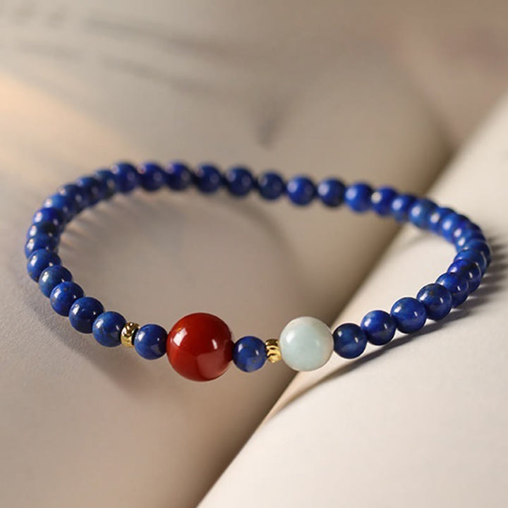 Pulsera con cuentas ultrafinas de ágata, lapislázuli y lazurita pequeñas de Buddha Stones - image 3