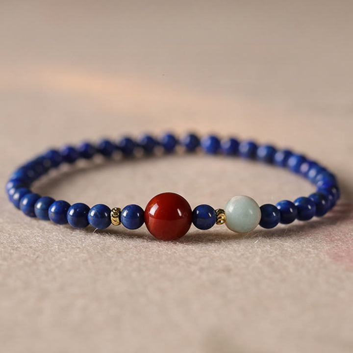 Pulsera con cuentas ultrafinas de ágata, lapislázuli y lazurita pequeñas de Buddha Stones - image 0