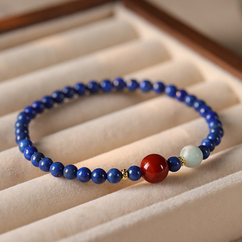 Pulsera con cuentas ultrafinas de ágata, lapislázuli y lazurita pequeñas de Buddha Stones - image 2