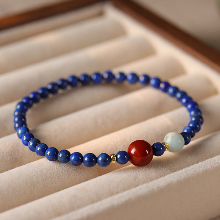 Pulsera con cuentas ultrafinas de ágata, lapislázuli y lazurita pequeñas de Buddha Stones - image 2