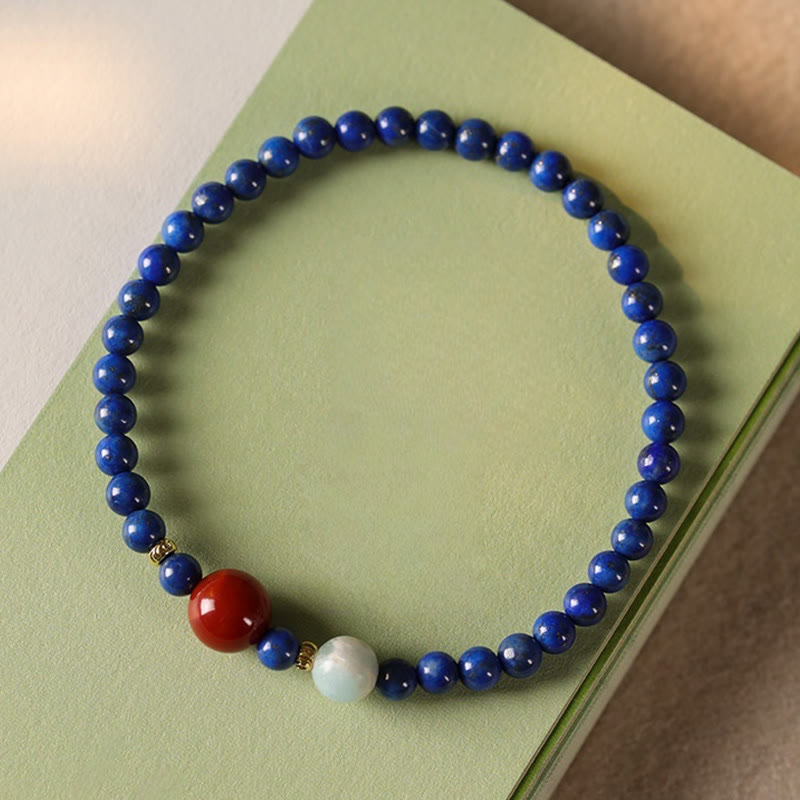 Pulsera con cuentas ultrafinas de ágata, lapislázuli y lazurita pequeñas de Buddha Stones - image 8