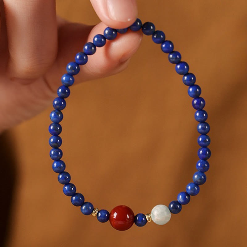 Pulsera con cuentas ultrafinas de ágata y lazurita pequeñas de Buddha Stones