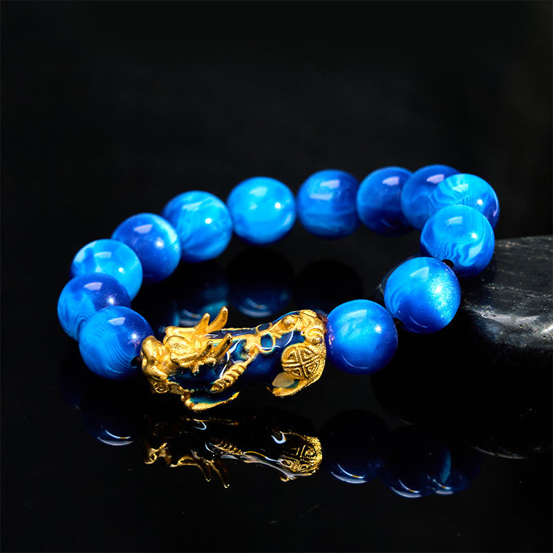 Pulsera PiXiu de curación positiva con Buddha Stones y sauce marino colorido que cambia de color - image 1