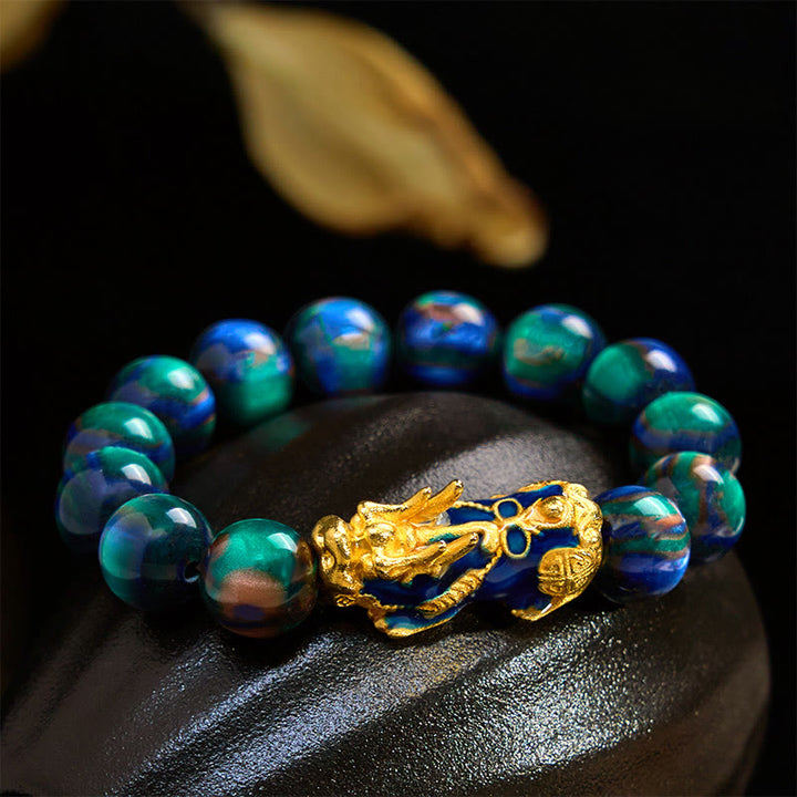 Pulsera PiXiu de curación positiva con Buddha Stones y sauce marino colorido que cambia de color - Sauce marino verde de 12 mm (circunferencia de la muñeca: 17-18 cm) - image 10
