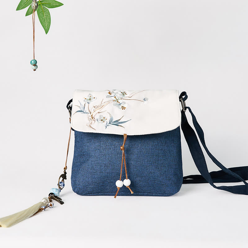 Mochila de lona de poliéster de gran capacidad bordada a mano con Buddha Stones