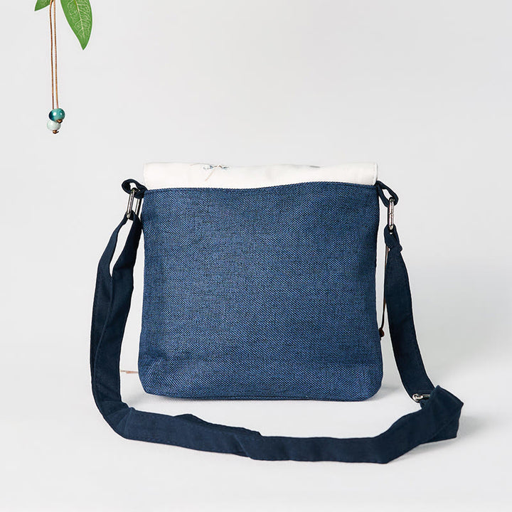 Mochila de lona de poliéster de gran capacidad bordada a mano con Buddha Stones