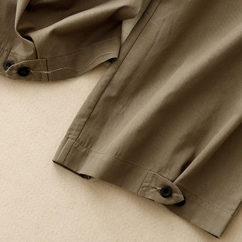 Pantalones de algodón de pierna ancha para mujer con diseño de botones, estilo vintage casual y bolsillos, con estampado de Buddha Stones - image 11