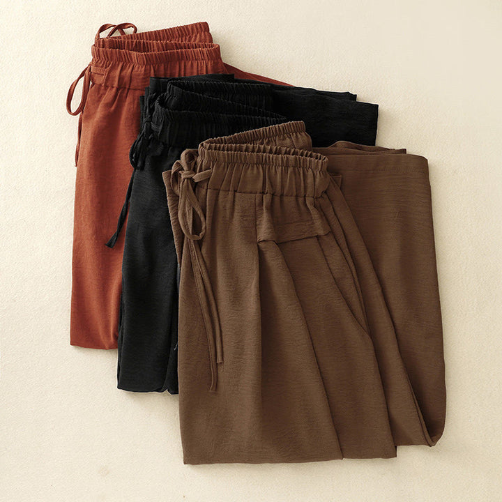 Pantalones cortos de pierna ancha con bolsillos y diseño Buddha Stones sencillo con cordón ajustable para mujer - image 19