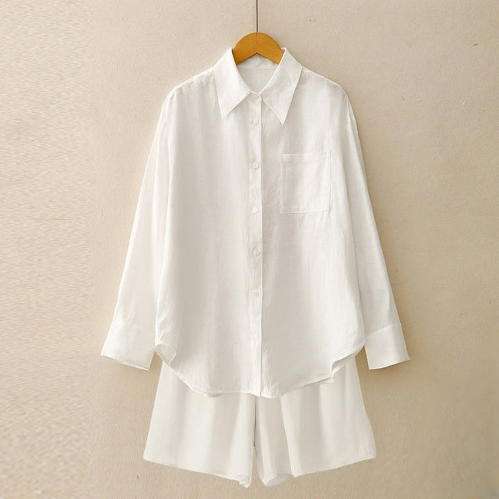 Conjunto de verano de 2 piezas con estampado de Buddha Stones: camiseta de manga larga, top y shorts lisos para mujer, ropa de meditación con bolsillos. - Blanco - US12, UK/AU16, EU44 (2XL) - image 28
