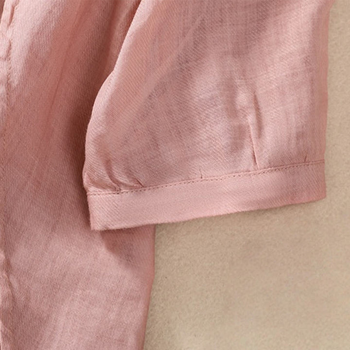 Cárdigan informal de lino y algodón para mujer, con cuello alto, manga tres cuartos y botones con volantes, estilo diario, con Buddha Stones - image 28