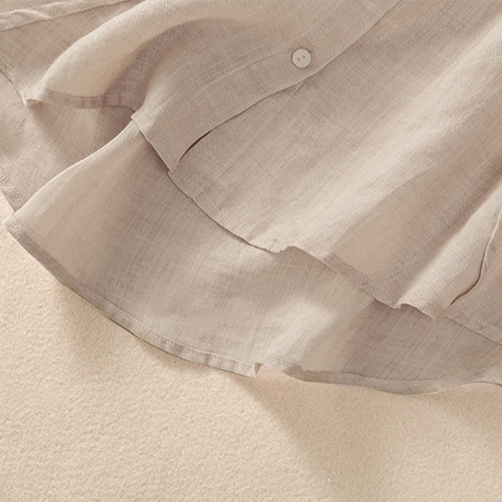 Cárdigan informal de lino y algodón para mujer, con cuello alto, manga tres cuartos y botones con volantes, estilo diario, con Buddha Stones - image 13