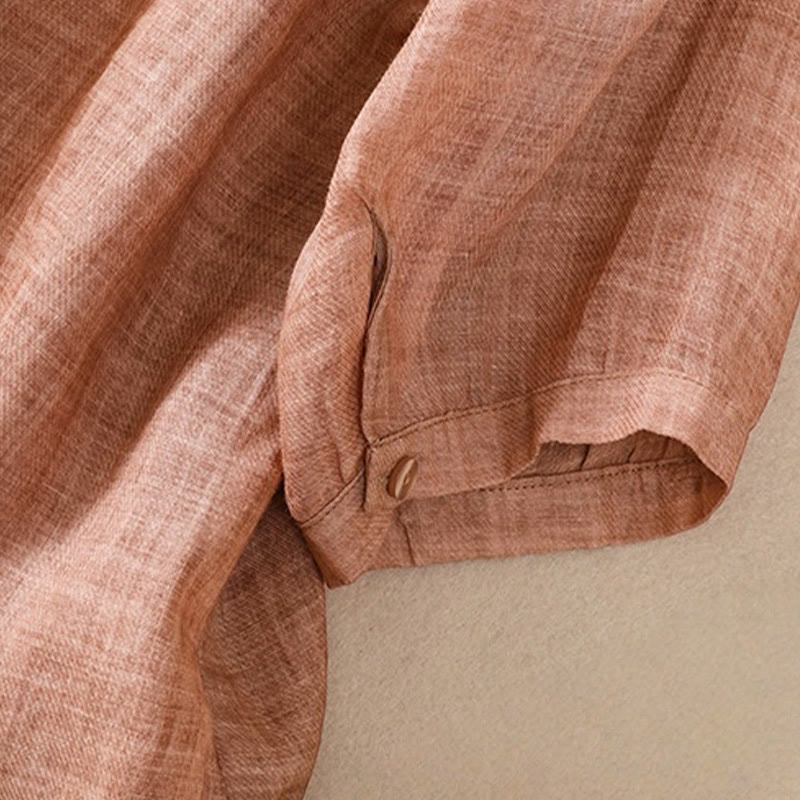 Cárdigan informal de lino y algodón para mujer, con cuello alto, manga tres cuartos y botones con volantes, estilo diario, con Buddha Stones - image 22