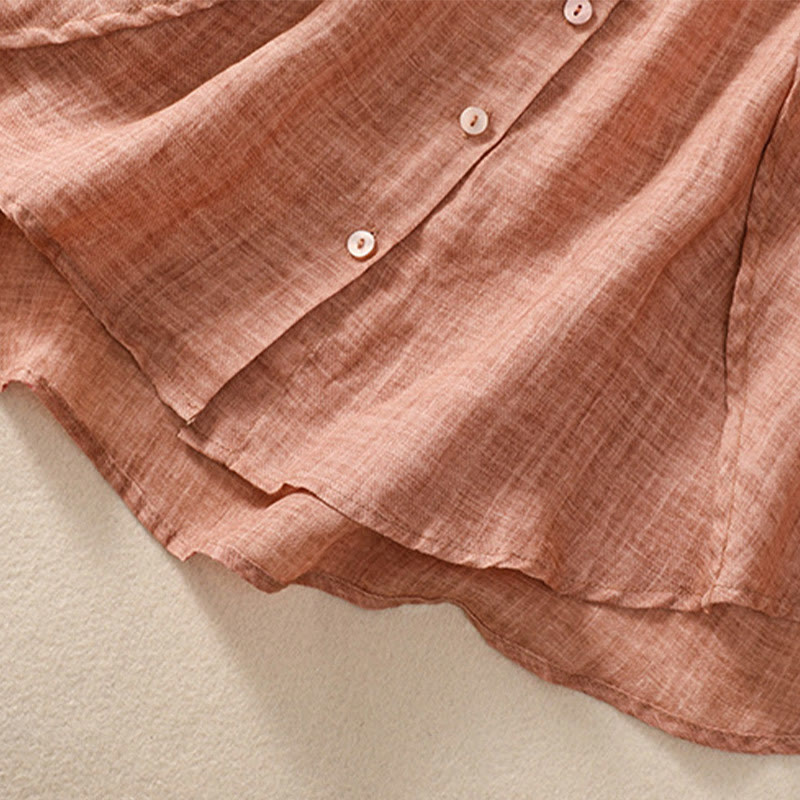 Cárdigan informal de lino y algodón para mujer, con cuello alto, manga tres cuartos y botones con volantes, estilo diario, con Buddha Stones - image 20