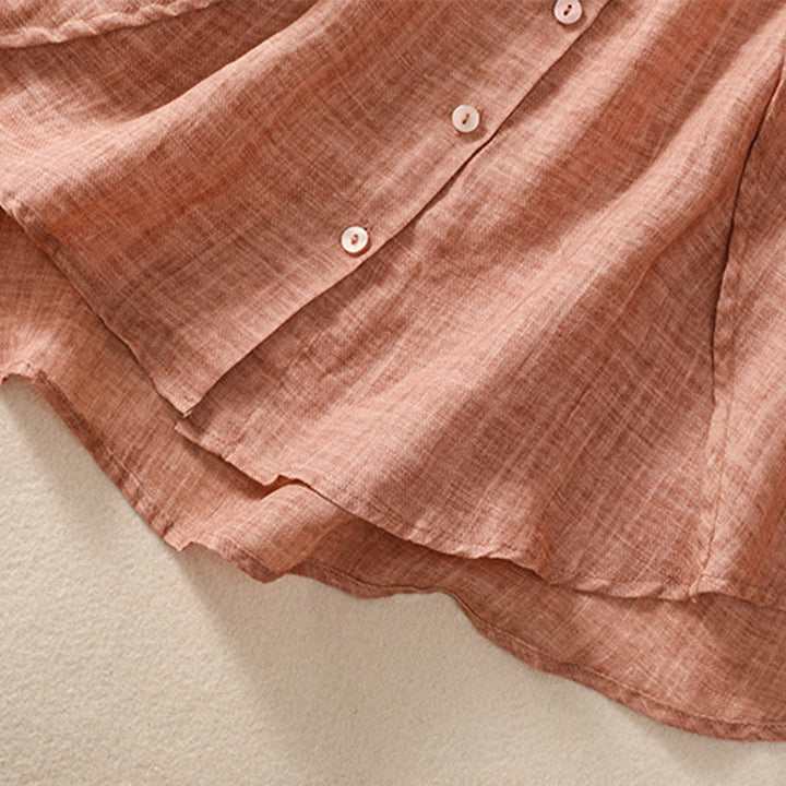 Cárdigan informal de lino y algodón para mujer, con cuello alto, manga tres cuartos y botones con volantes, estilo diario, con Buddha Stones - image 20