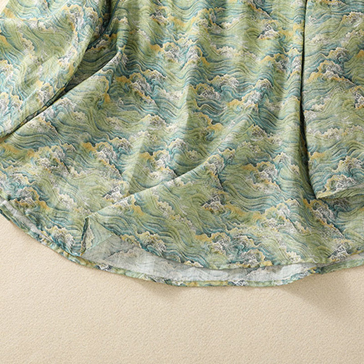 Camisa de manga larga de algodón y lino para mujer, con estampado informal de verano y botones de rana, con Buddha Stones - image 16