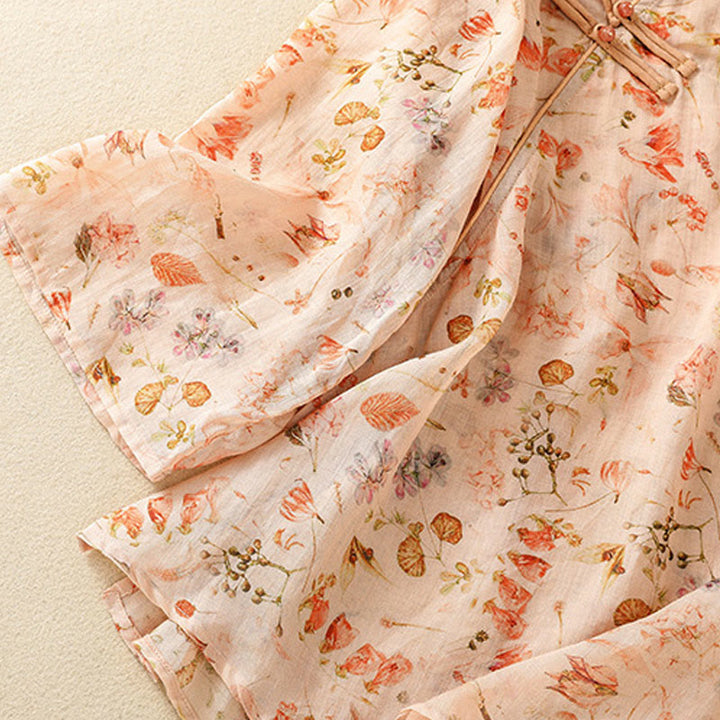 Camisa de manga larga de algodón y lino para mujer, con estampado informal de verano y botones de rana, con Buddha Stones - image 6