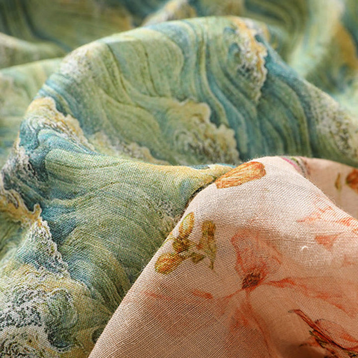 Camisa de manga larga de algodón y lino para mujer, con estampado informal de verano y botones de rana, con Buddha Stones - image 20