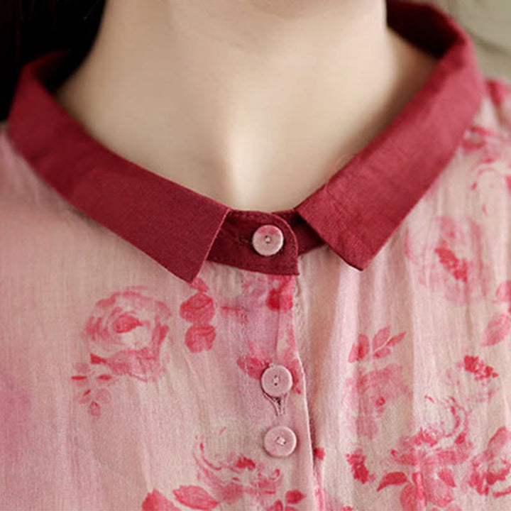 Vestido midi de algodón con media manga y bolsillos, estampado floral retro de Buddha Stones y diseño con cordón ajustable - image 4