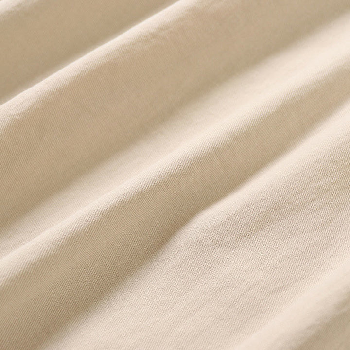 Vestido midi informal de lino y algodón con bordado geométrico artístico y botones al frente, mangas largas tipo farol, con Buddha Stones - image 18