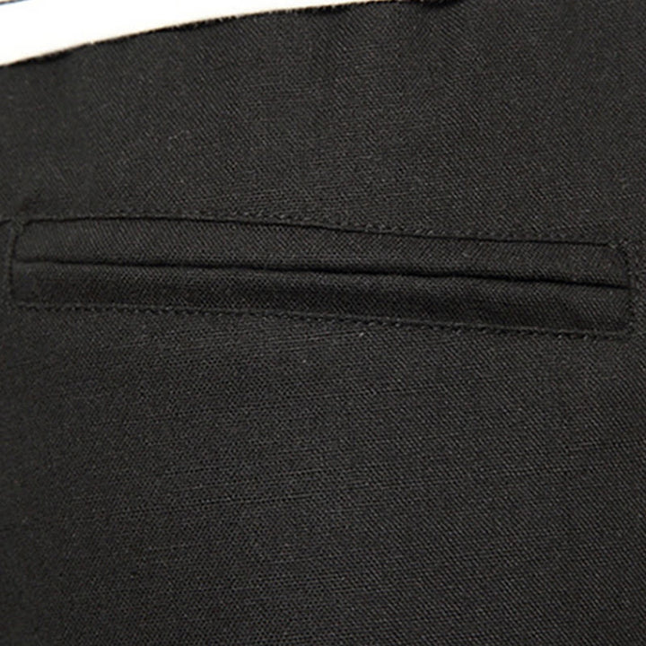 Pantalones de lino y algodón con cordón ajustable para hombre, de longitud 7-8, con pernera ancha y bolsillos, diseño simple de patchwork y Buddha Stones , primavera - image 23