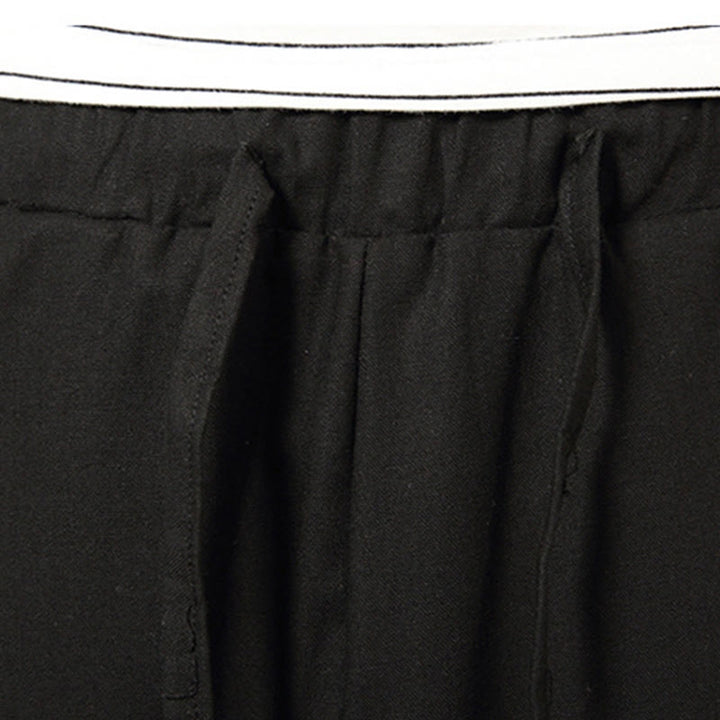 Pantalones de lino y algodón con cordón ajustable para hombre, de longitud 7-8, con pernera ancha y bolsillos, diseño simple de patchwork y Buddha Stones , primavera - image 22