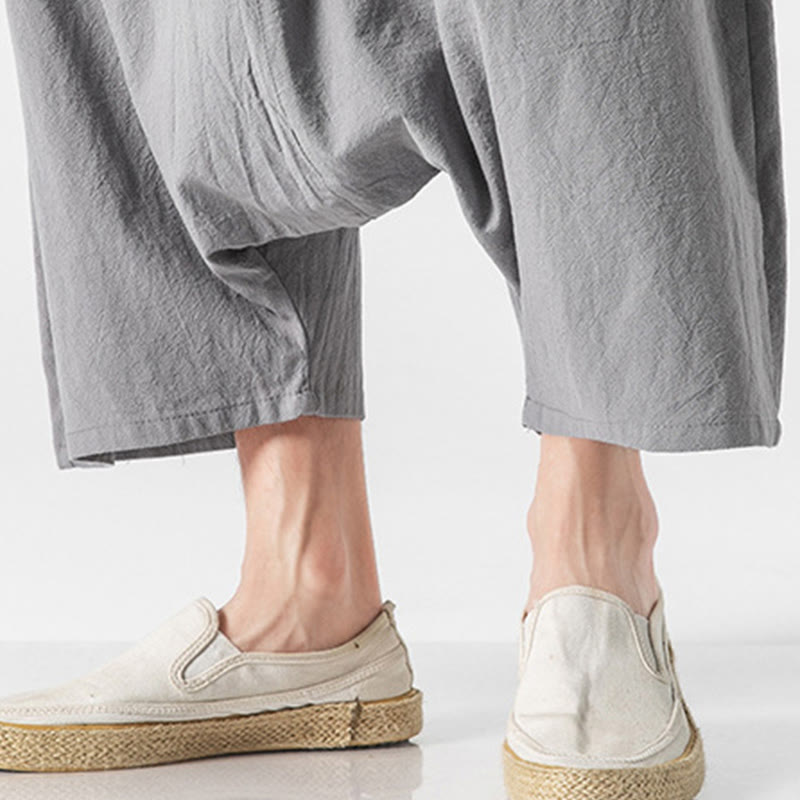 Pantalones anchos de Buddha Stones y algodón con bolsillos y diseño informal de entrepierna baja con cordón ajustable para hombre, talla 7-8 - image 28