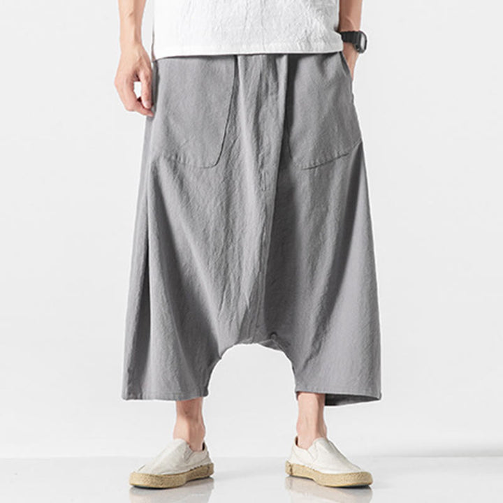 Pantalones anchos de Buddha Stones y algodón con bolsillos y diseño informal de entrepierna baja con cordón ajustable para hombre, talla 7-8 - Plata - US/UK/AU46, EU56 (5XL) - image 18